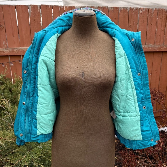 Must Have Retro Vintage 80s Teal Ski/Snow Jacket - Picture 5 of 16